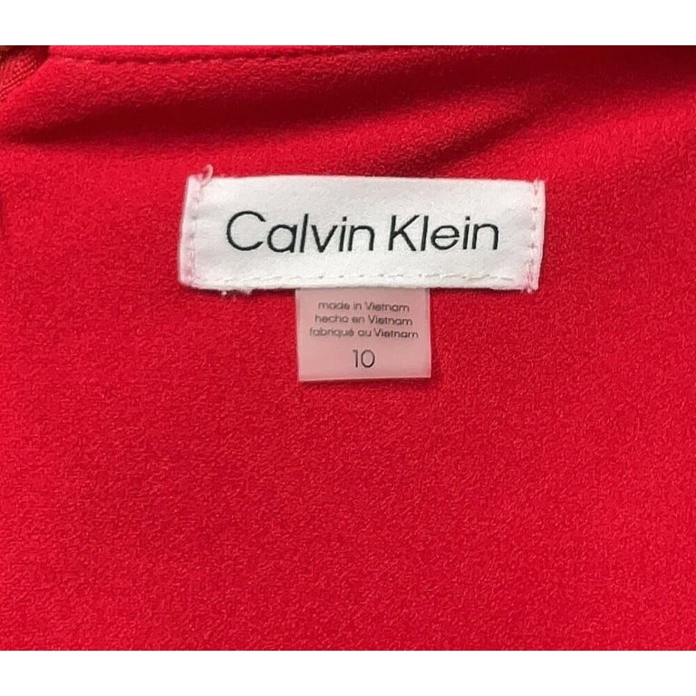 DESIGNER CALVIN KLEIN RED SLEEVELESS KNEE LENGTH CAPE DRESS SIZE 10.R - Picture 10 of 16